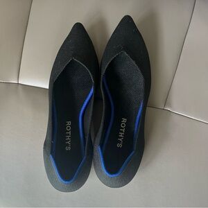 Rothy's Black Flats with Blue Trim